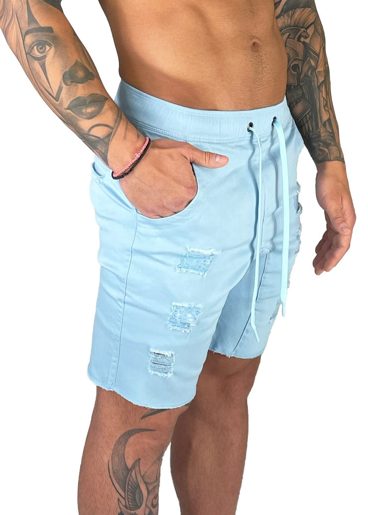 Distressed Shorts | Tropic Blue