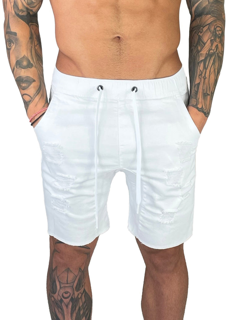 Distressed Shorts | Crystal White